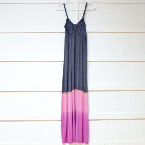 JULIE'S CLOSET Ombre Colorblock Braided Strap Babydoll Maxi Dress | Size S - Picture 1 of 11